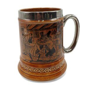LORD NELSON Brown Beer STEIN Mug With Tavern Scene and Poem England Vintage
